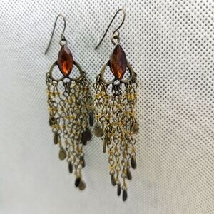 Antique Dangle Earrings with Golden Topaz Stone